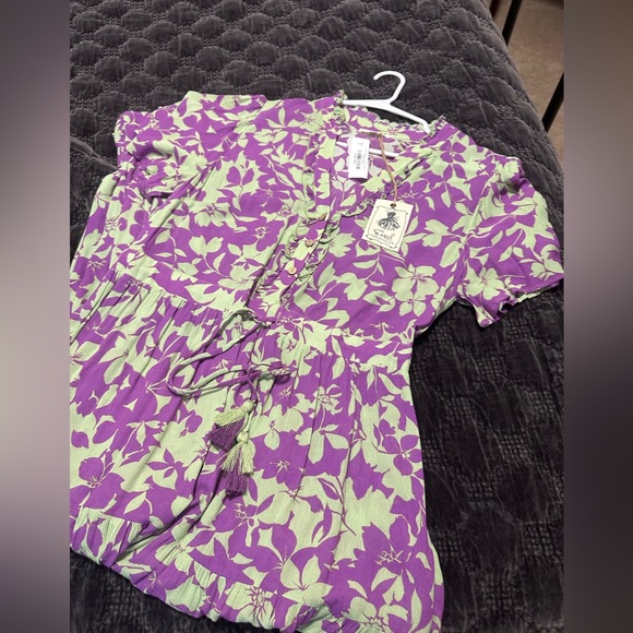 Easel Purple and Green Floral Print Maxi Dress NWT - Picture 15 of 15